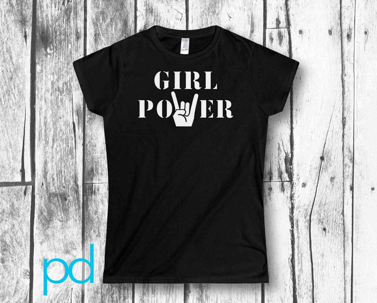 Girl Power Rock On N Roll Feminist Women's Rights & Equality Print Tee Top Shirt Womens or Girls Softstyle T-shirt Tshirt T
