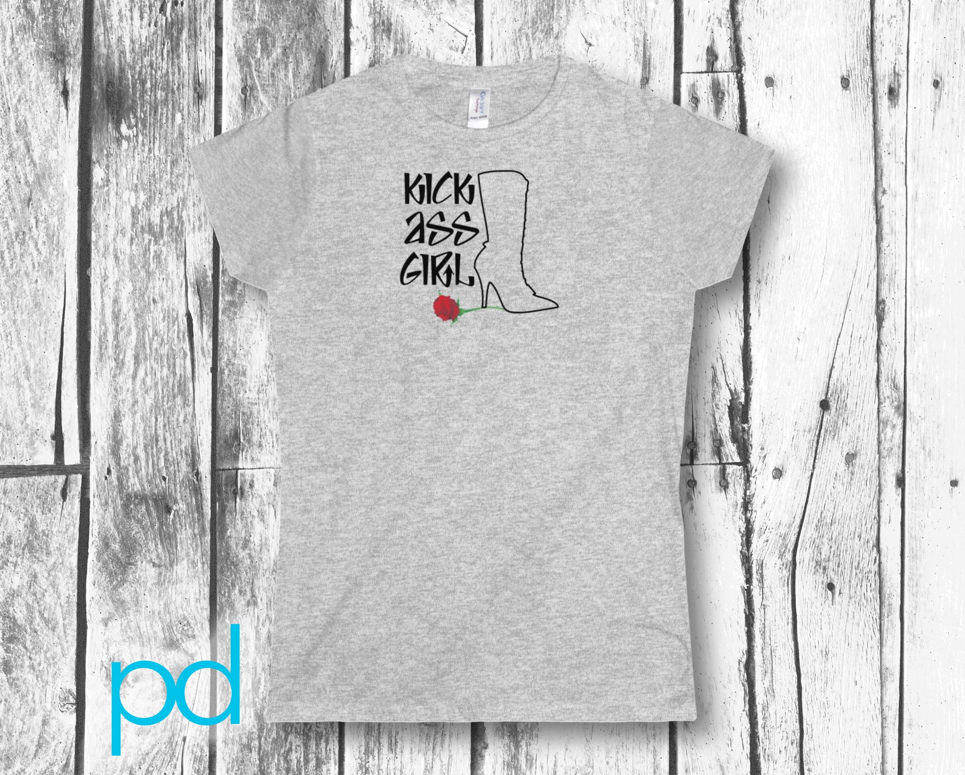 Kick Ass Girl, Girl Power Boot Heel On Rose For A Hit Girl Or Girl Boss Women's Softstyle Tee