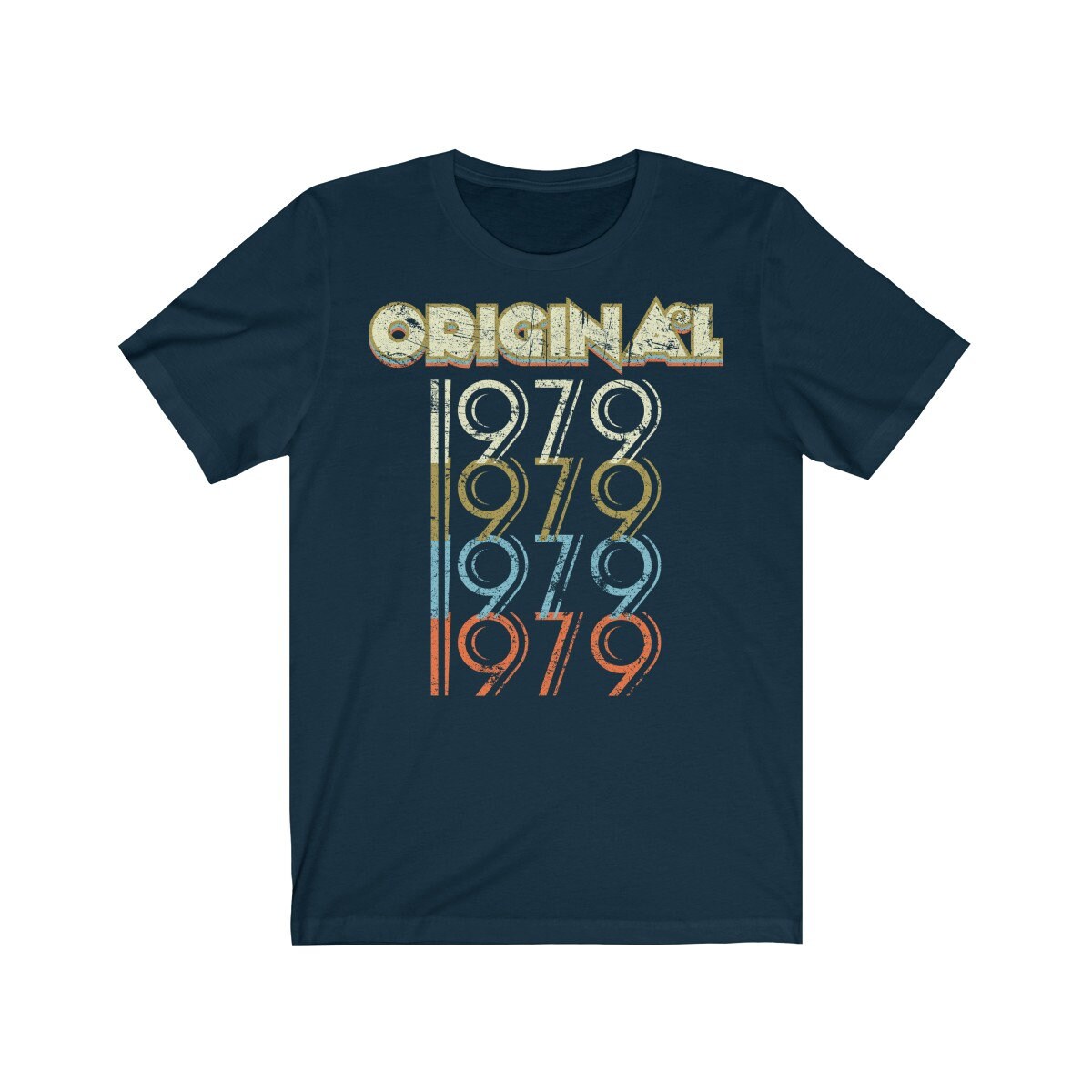 43rd Birthday Gift 'Original 1979' T Shirt for Men or Women Unisex Short Sleeve Retro & Vintage 70s style Tee