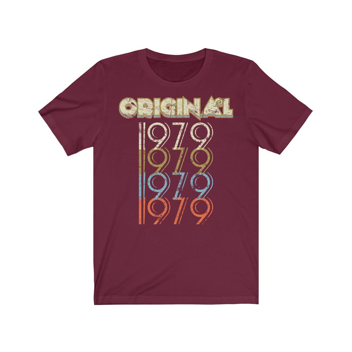 43rd Birthday Gift 'Original 1979' T Shirt for Men or Women Unisex Short Sleeve Retro & Vintage 70s style Tee