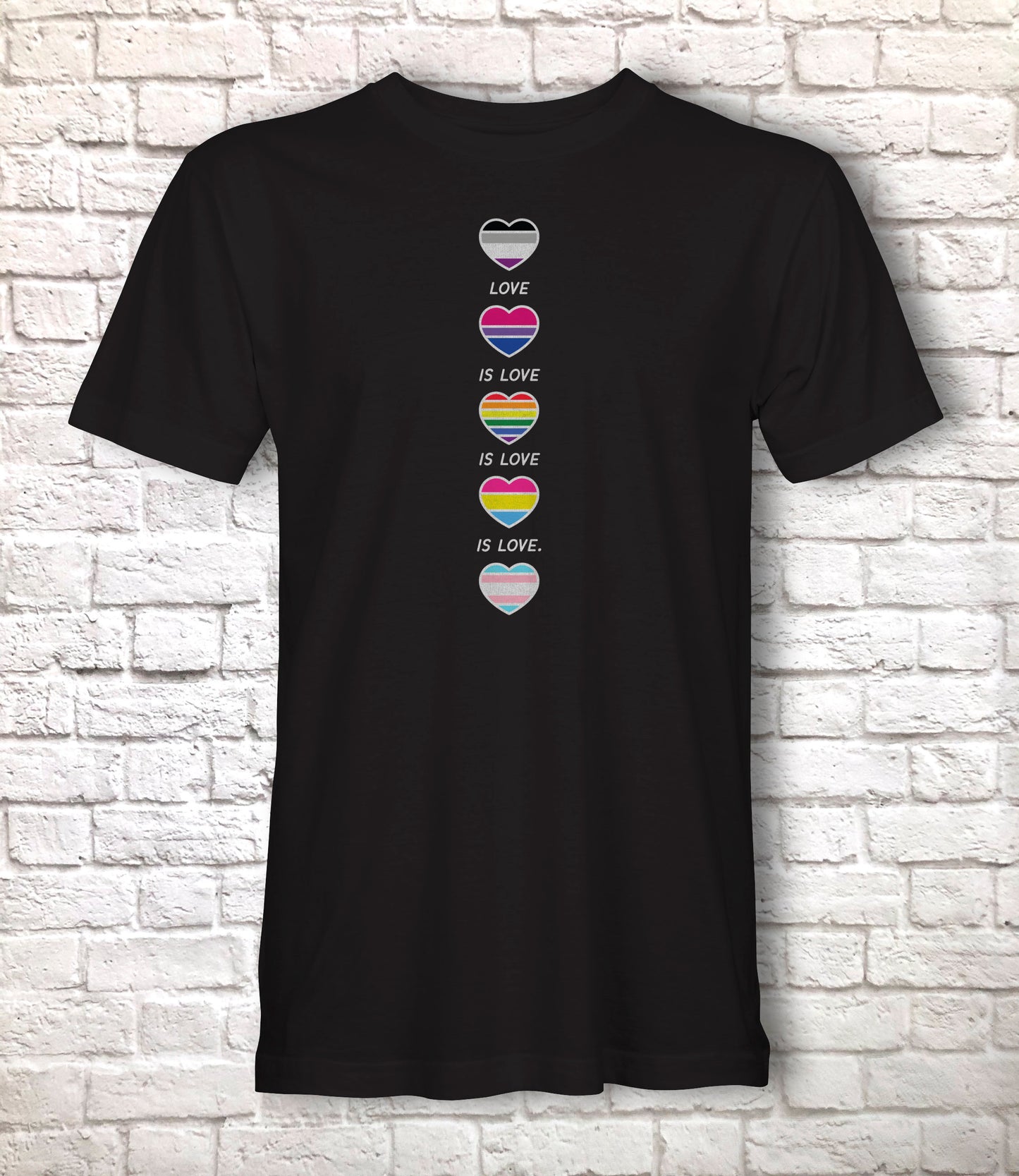 Love Is Love Is Love T Shirt, Gay Pride Hearts Gift Idea, LGBTQ+ Flags in Hearts T-Shirt Top