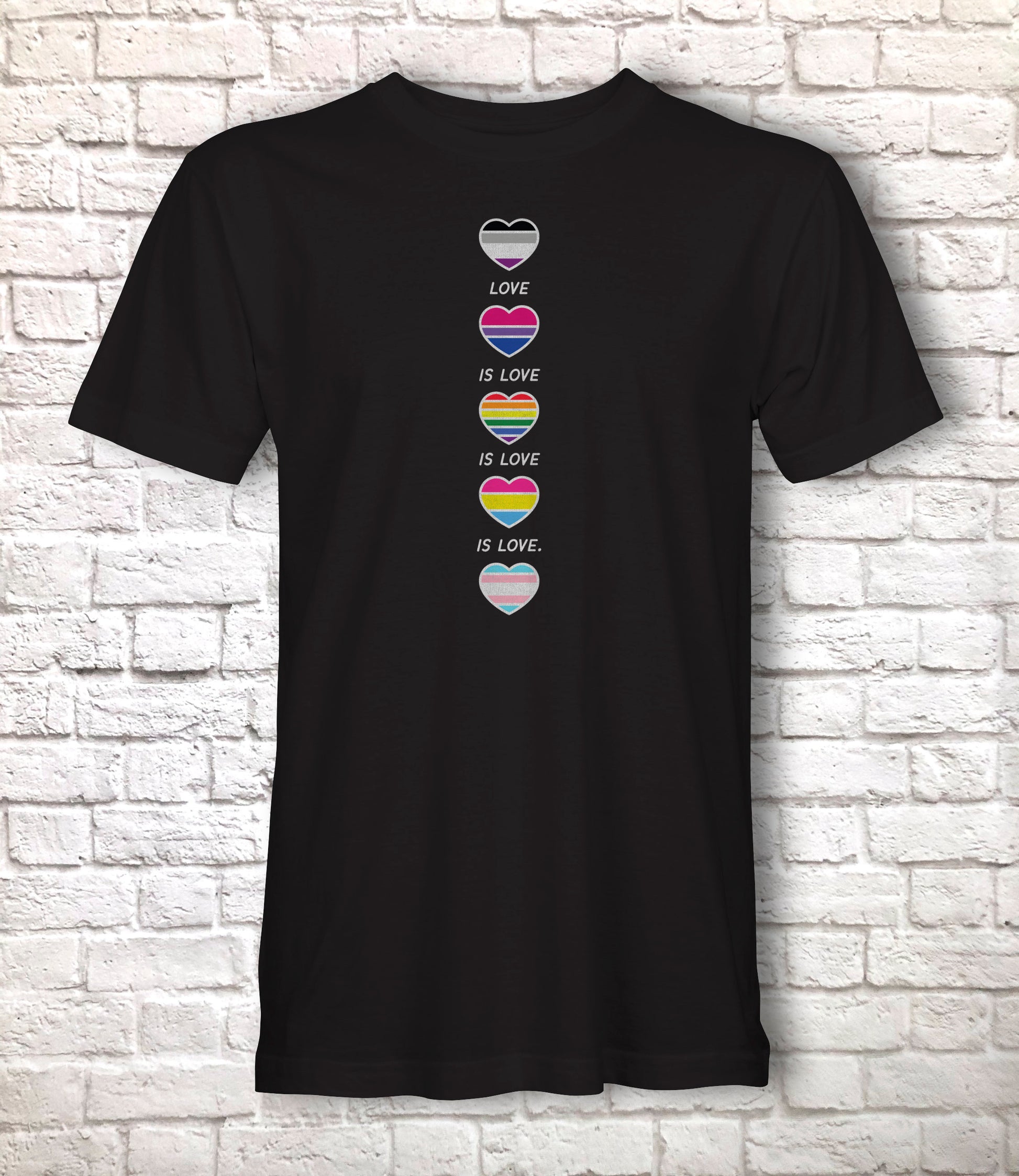 Love Is Love Is Love T Shirt, Gay Pride Hearts Gift Idea, LGBTQ+ Flags in Hearts T-Shirt Top