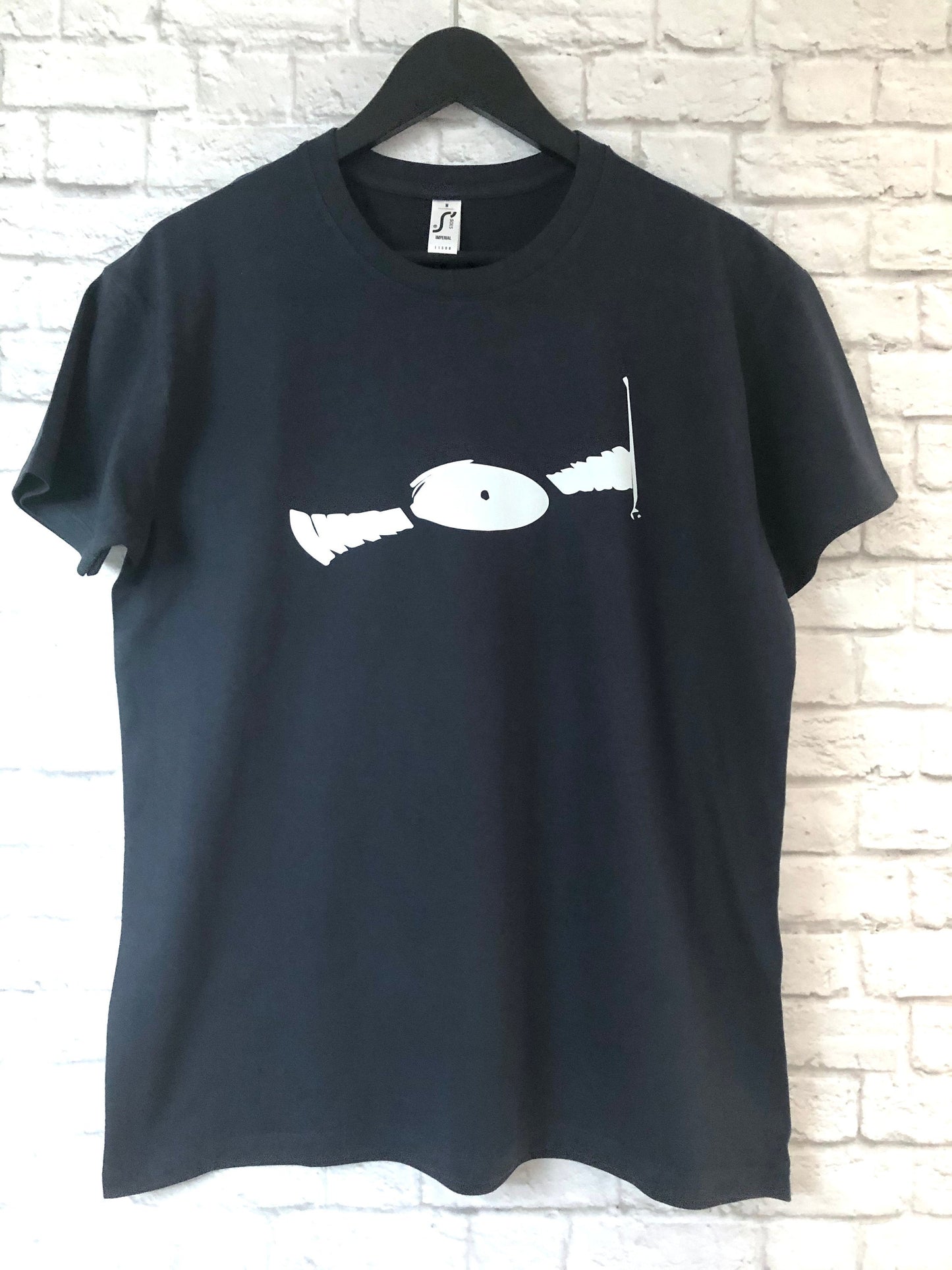 Vinyl Record Player Turntable (Subtle Sketch White) Funky Style Unisex Jersey Short Sleeve T-Shirt T