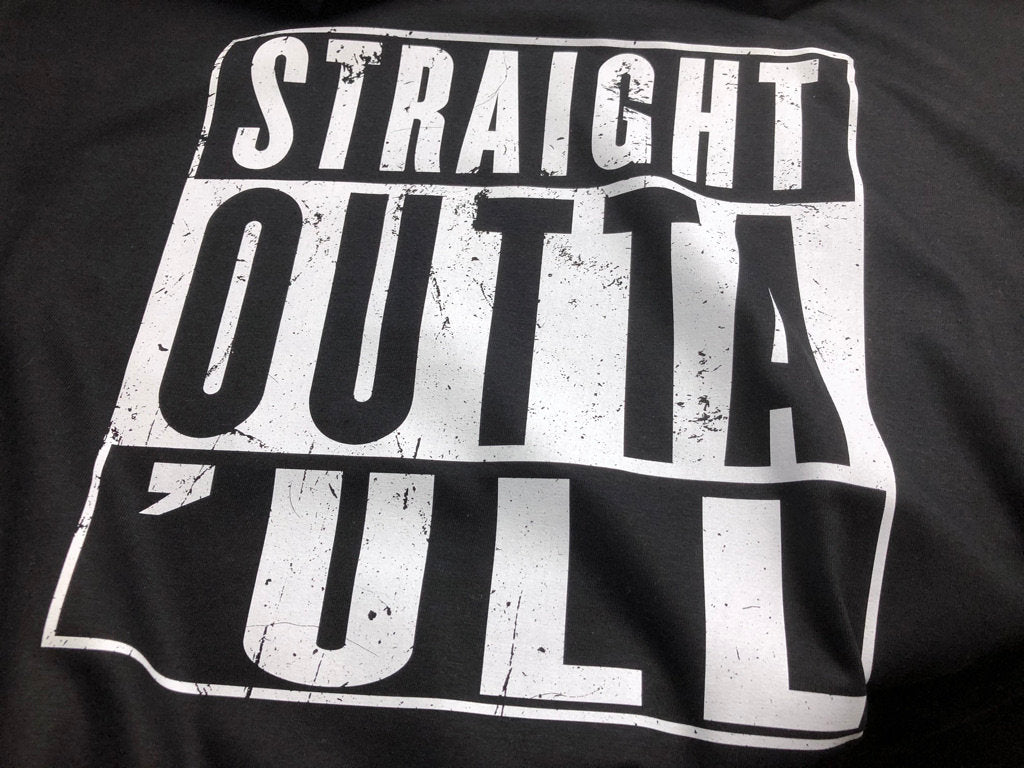 Funny Hull T-Shirt, Straight Outta 'ull (Hull) White Funny Compton NWA Style Unisex Jersey Short Sleeve Tee Shirt Top