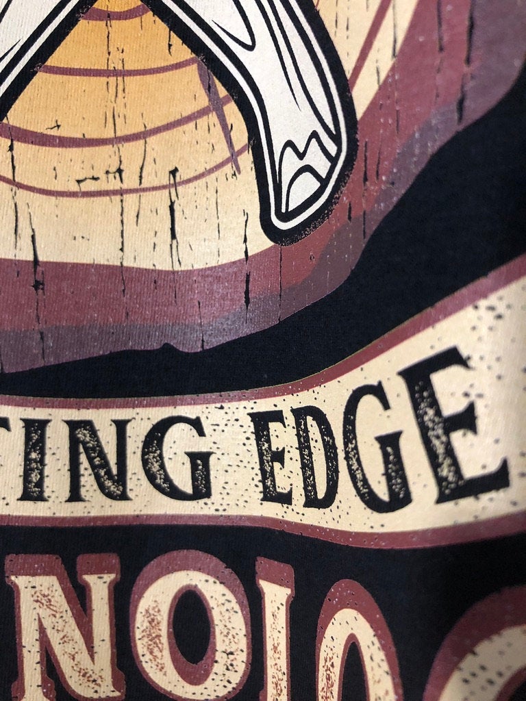 Funny Lumberjack Woodwork T-Shirt, I Work With Cutting Edge Technology Pun Gift Idea, Humorous Arborist Axes Graphic Print Tee Shirt Top