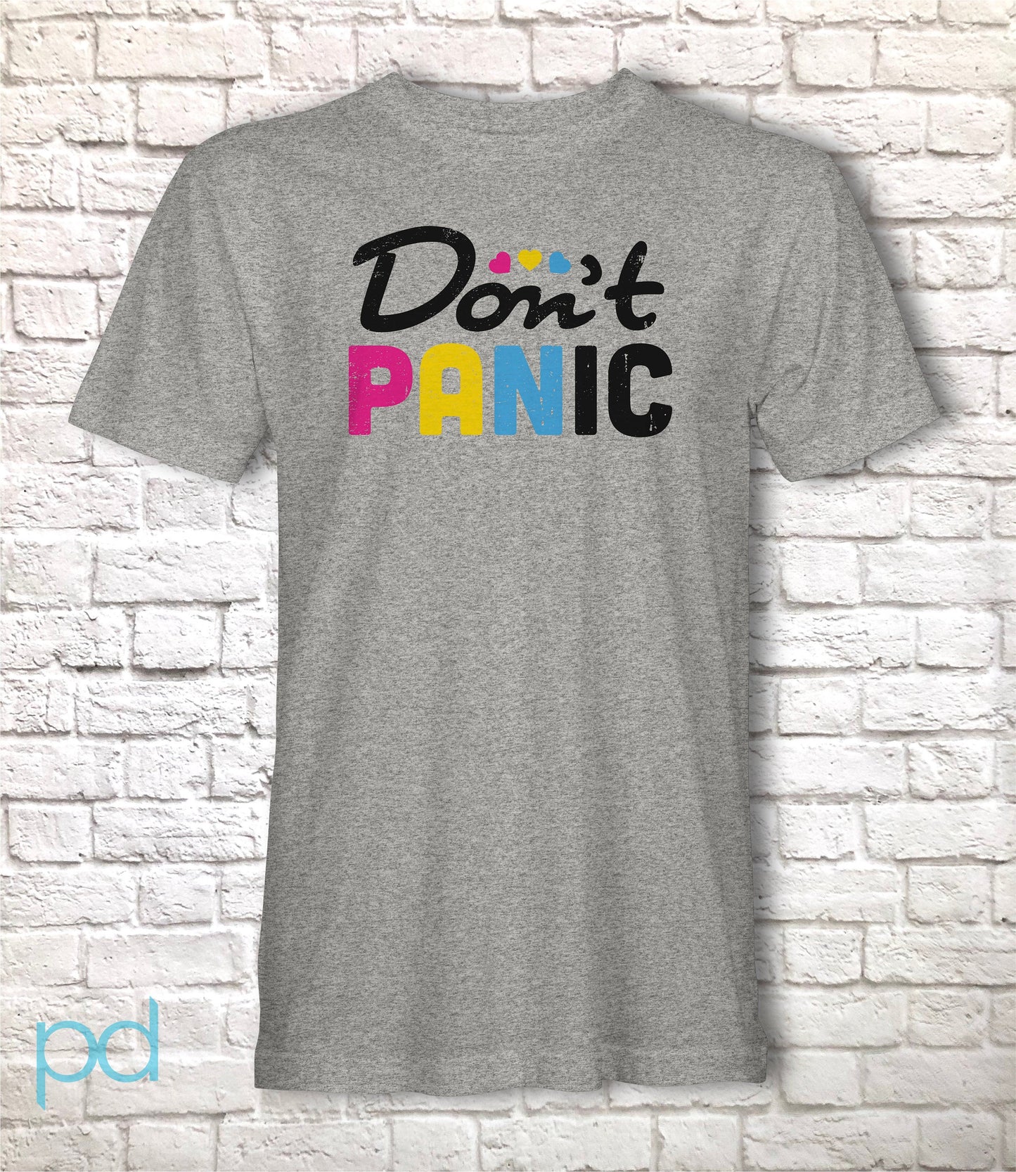 Don't Panic T-Shirt, Pansexual Pan Pride Gift Idea, LGBTQ+ Pansexuality Support Graphic Print Design Tee Shirt Top