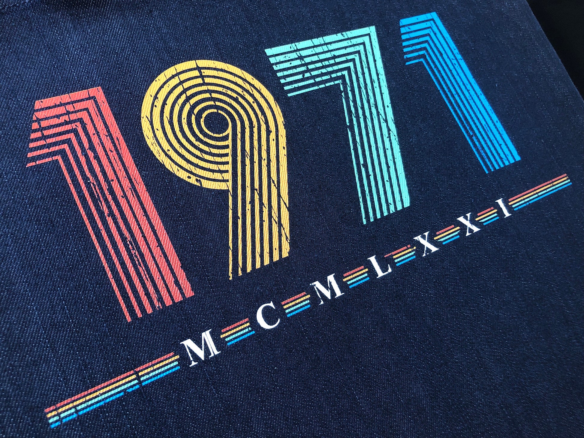 1971 Tote Bag, 51st Birthday Gift Reusable Shopping Carrier in Retro & Vintage 70s style, MCMLXXI Fiftieth Bday Bag For Men or Women