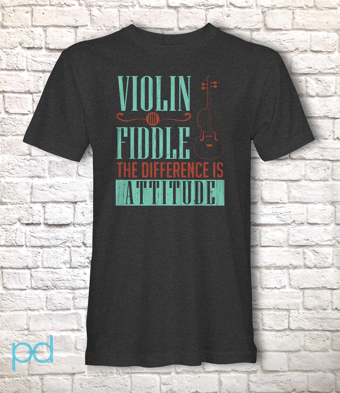 Funny Violin T-Shirt, Violinist Fiddle Player Gift Idea Tee Shirt Top, Violin or Fiddle Dilemma The Difference Is Attitude