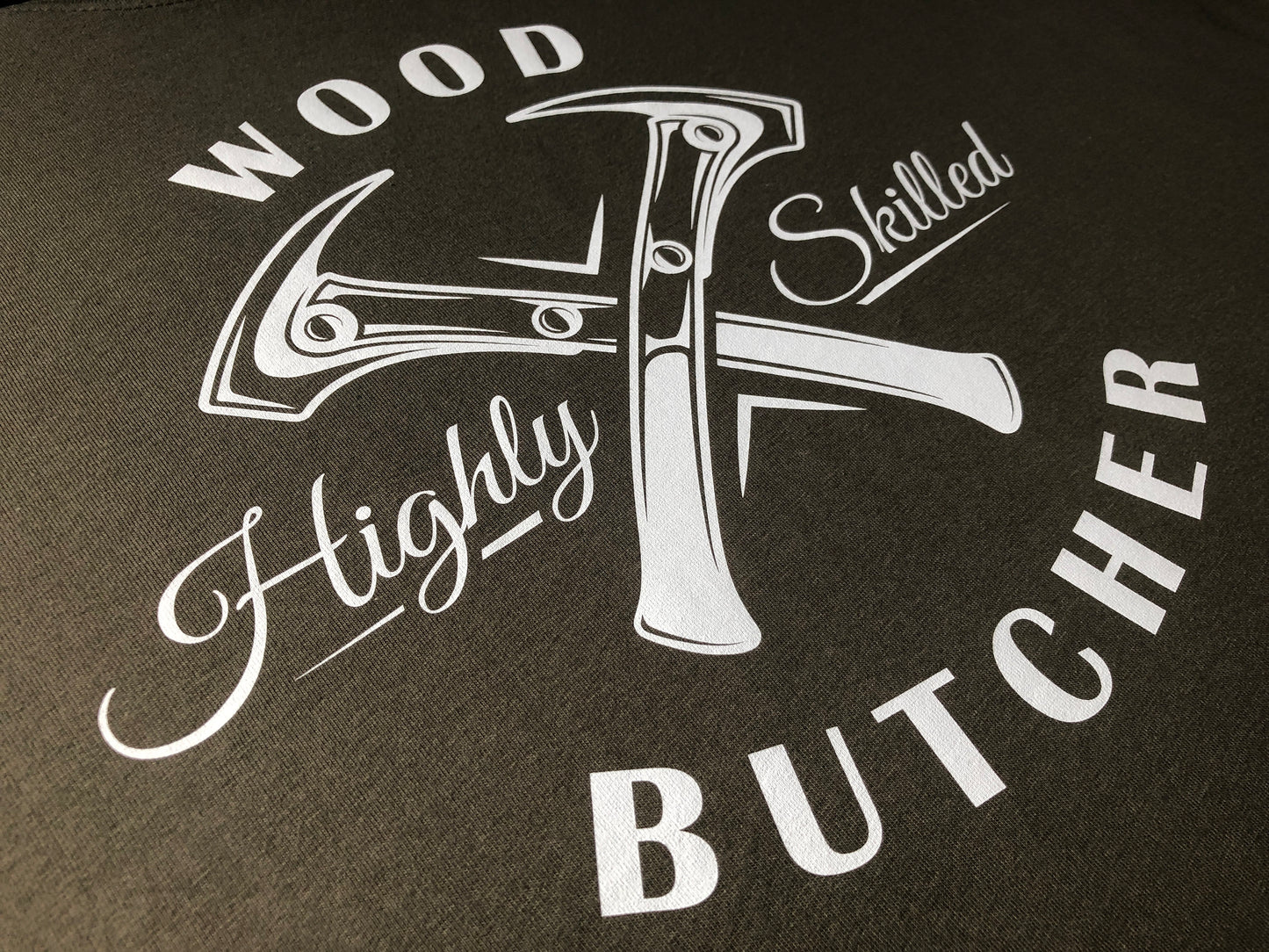 Funny Carpenter T-Shirt, Woodwork Gift Idea, Humorous High Quality Wood Butcher Graphic Print Tee Shirt Top Featuring Two Crossed Hammers