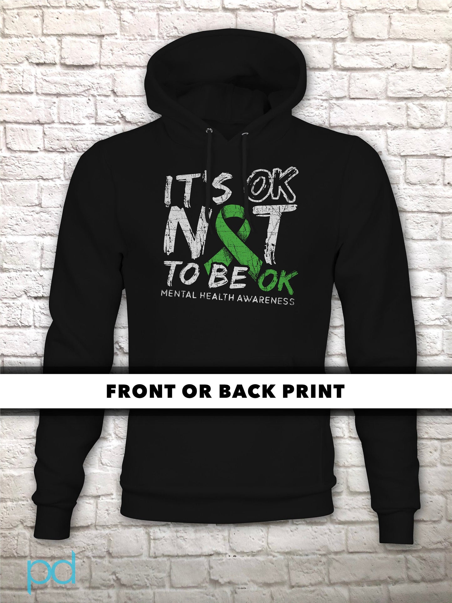 Mental Health Awareness Hoodie, It's OK Not To Be OK, Long Sleeve Hooded Sweatshirt Hoody