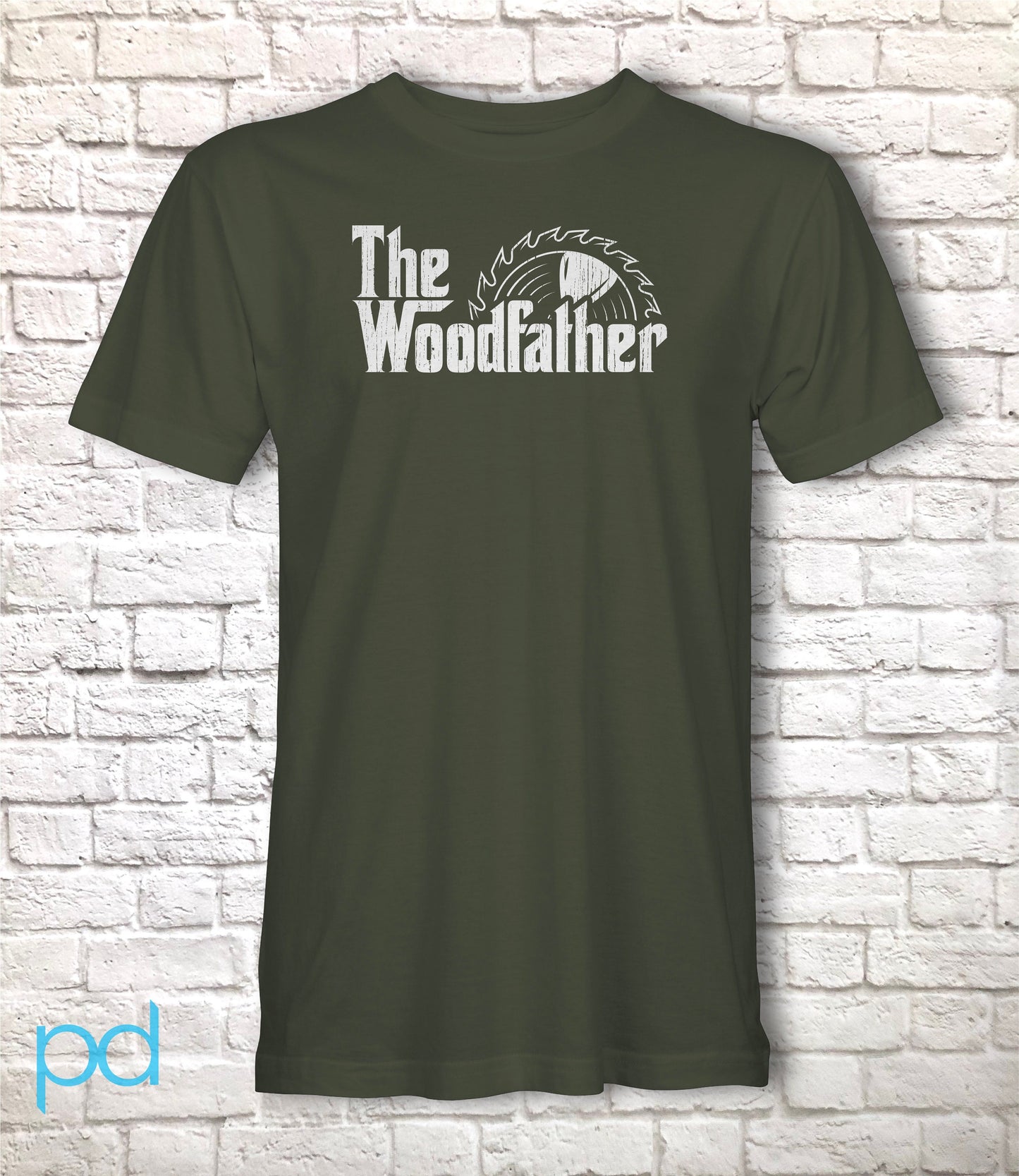 Funny Carpenter T-Shirt, Woodfather Parody Gift Idea, Humorous Woodworking Joiner Tee Shirt T Top, Circular Saw