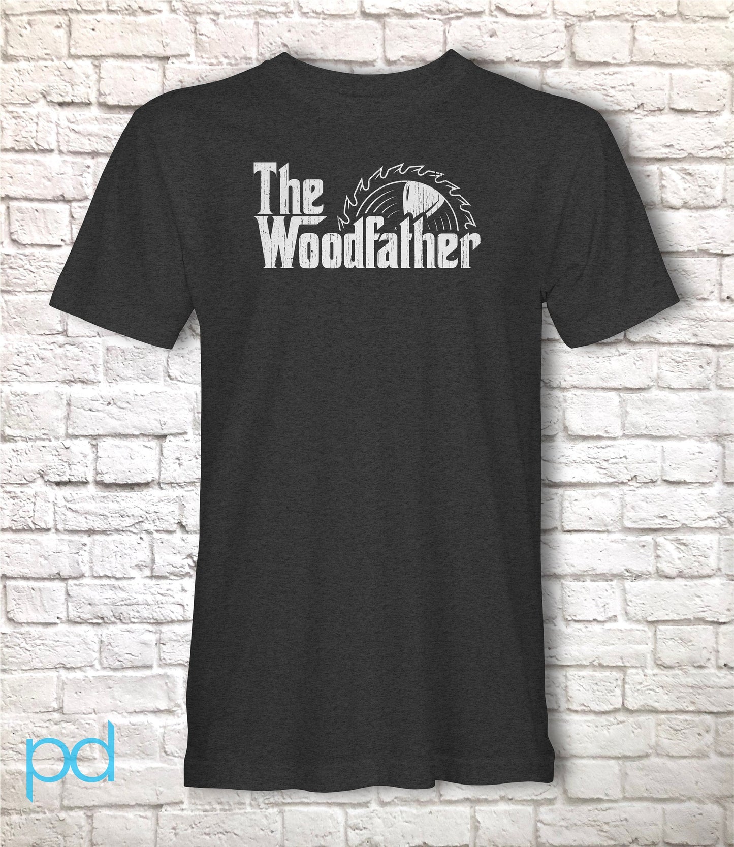 Funny Carpenter T-Shirt, Woodfather Parody Gift Idea, Humorous Woodworking Joiner Tee Shirt T Top, Circular Saw
