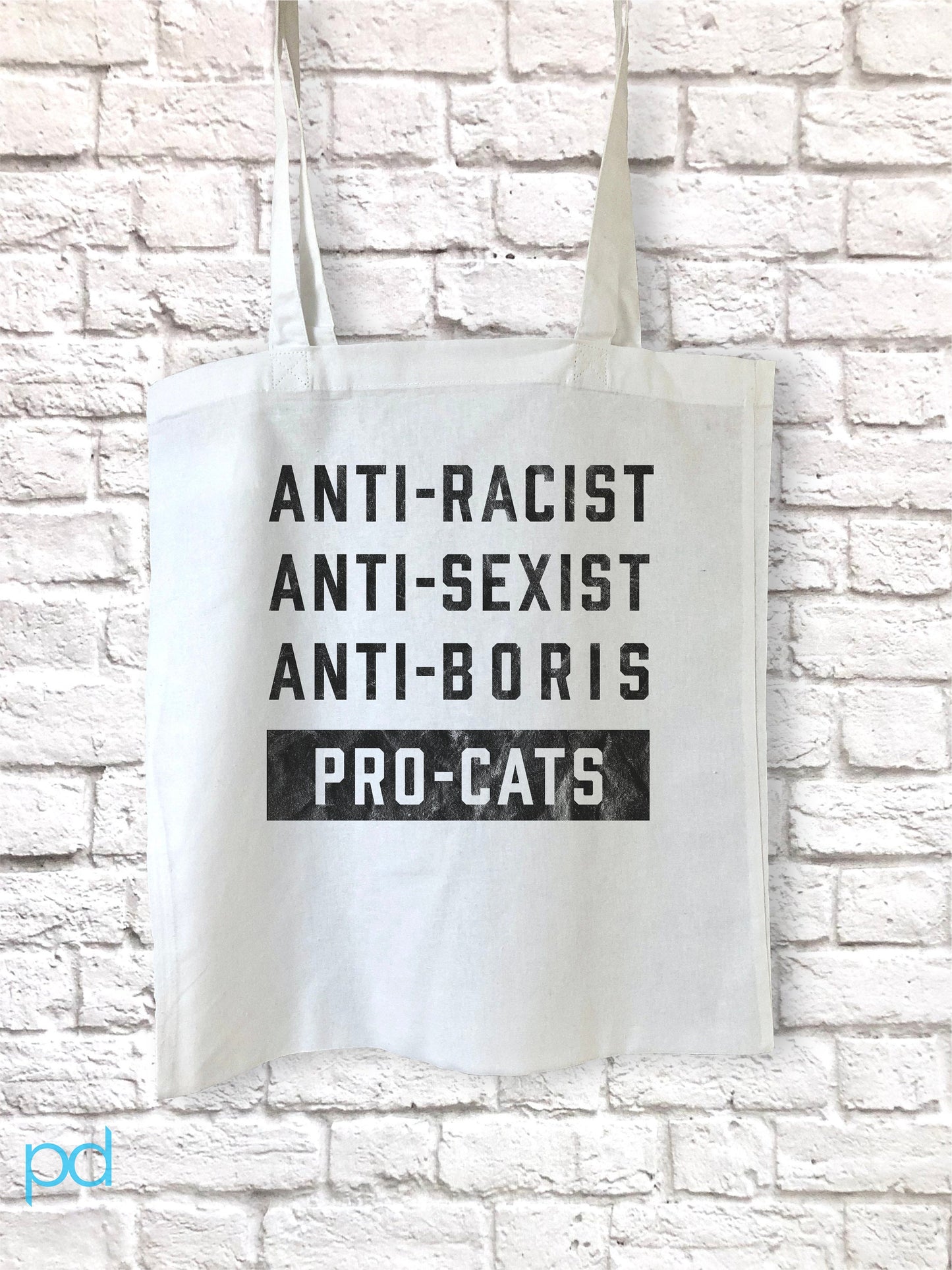 Anti-Boris Tote Bag, Cat Lover Johnson Tory Failure Reusable Shopping Bag, Tories & Conservative Epic Fail, Graphic Print