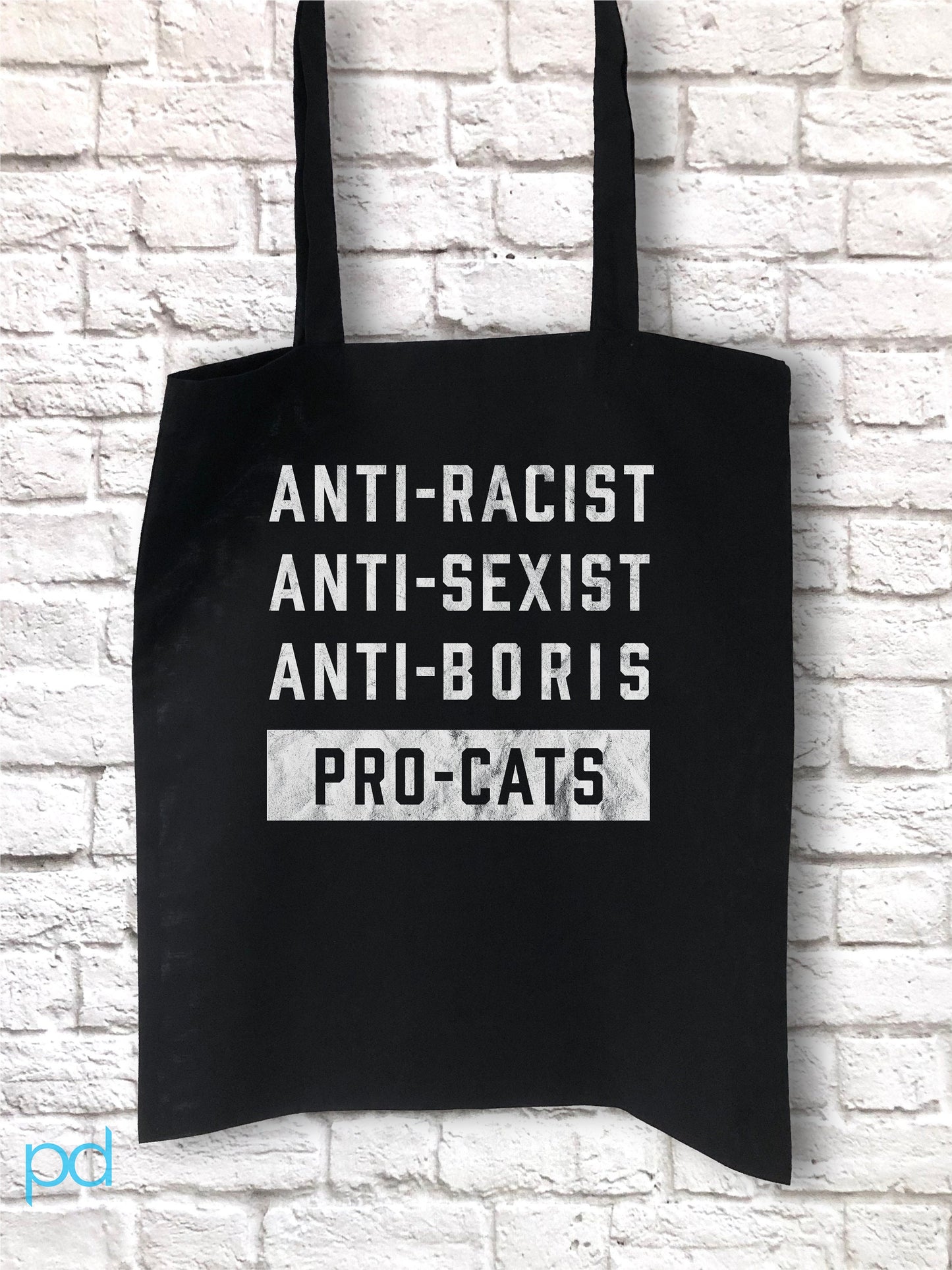 Anti-Boris Tote Bag, Cat Lover Johnson Tory Failure Reusable Shopping Bag, Tories & Conservative Epic Fail, Graphic Print
