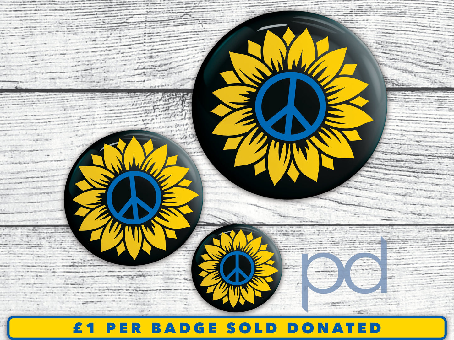 Ukraine Pin Badge New, Ukrainian Flag Colours Pin Back Button, No War In Ukraine, Donations to Disasters Emergency Committee DEC UK Charity