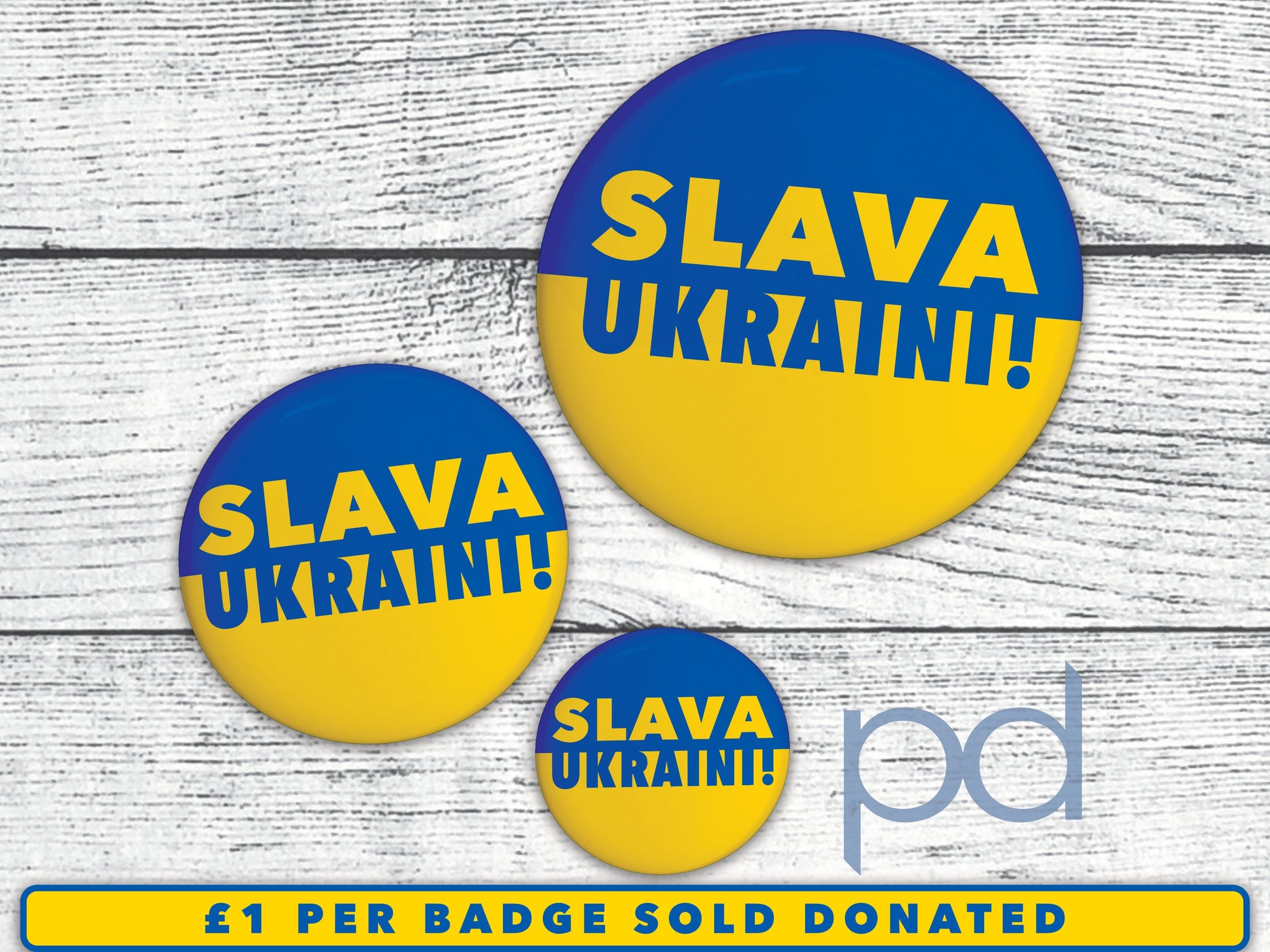 Ukraine Pin Badge New, Ukrainian Flag Colours Pin Back Button, No War In Ukraine, Donations to Disasters Emergency Committee DEC UK Charity