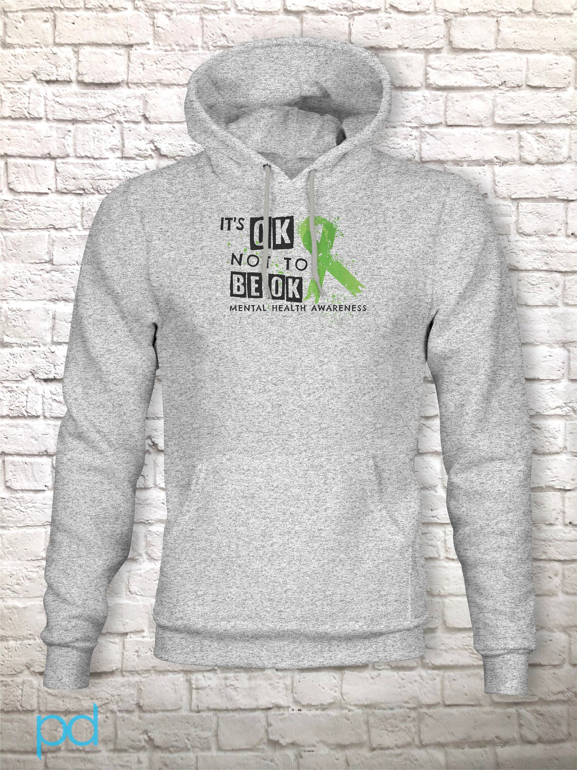 Mental Health Hoodie, It's OK Not To Be OK, Long Sleeve Awareness Hooded Sweatshirt Hoody