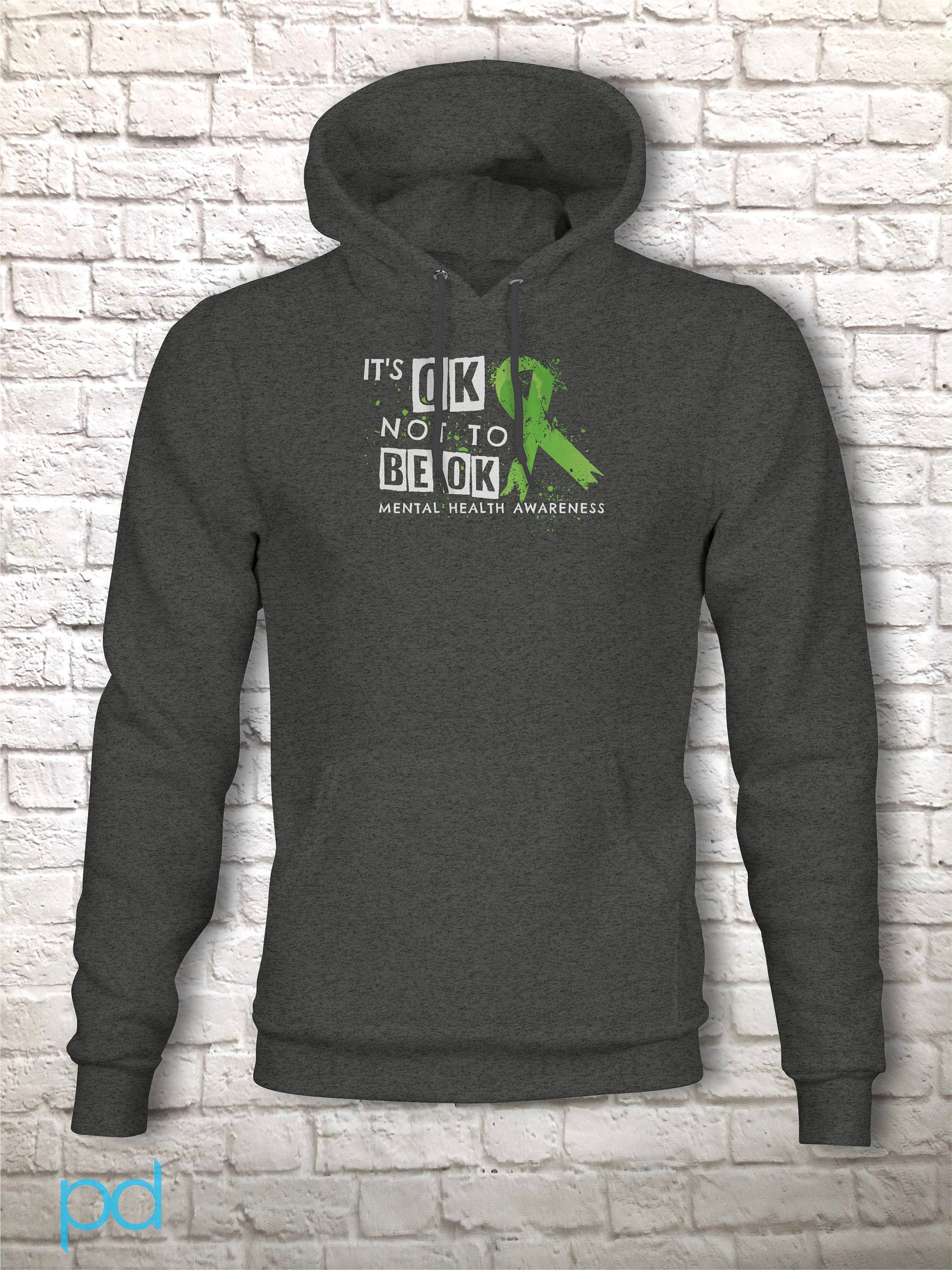 Mental Health Hoodie, It's OK Not To Be OK, Long Sleeve Awareness Hooded Sweatshirt Hoody