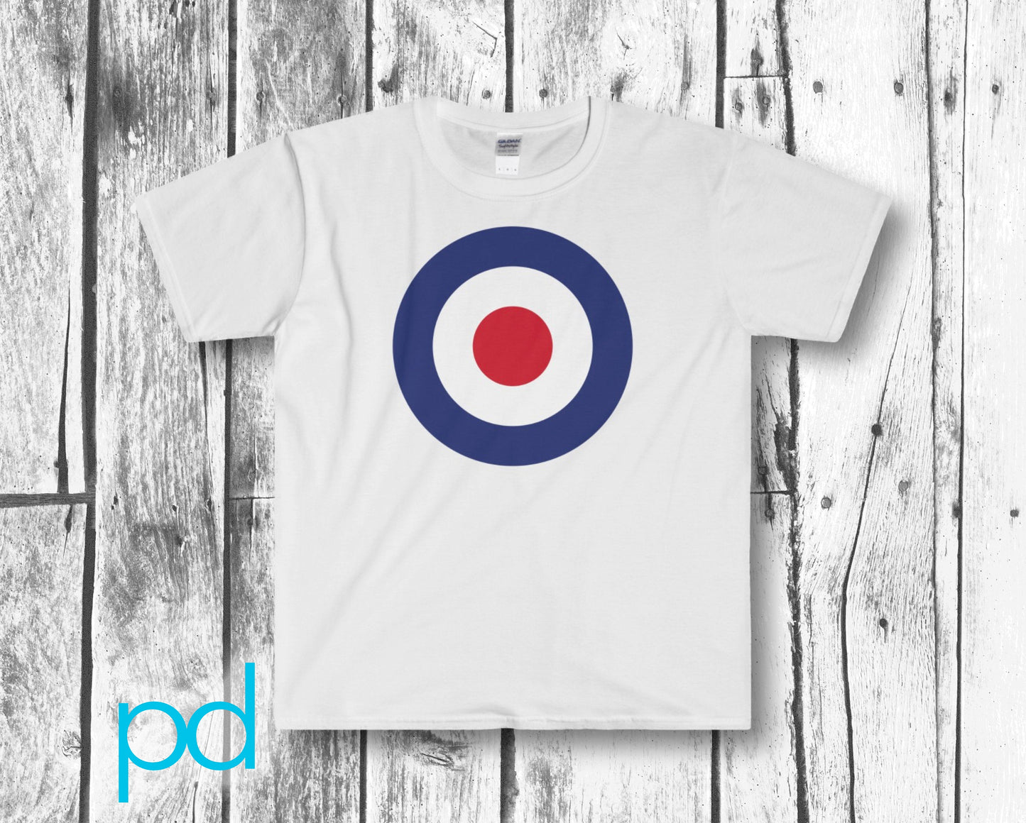 RAF Roundel Target Bullseye Red White & Blue MOD Circle Men&#39;s Fitted Short Sleeve Tee