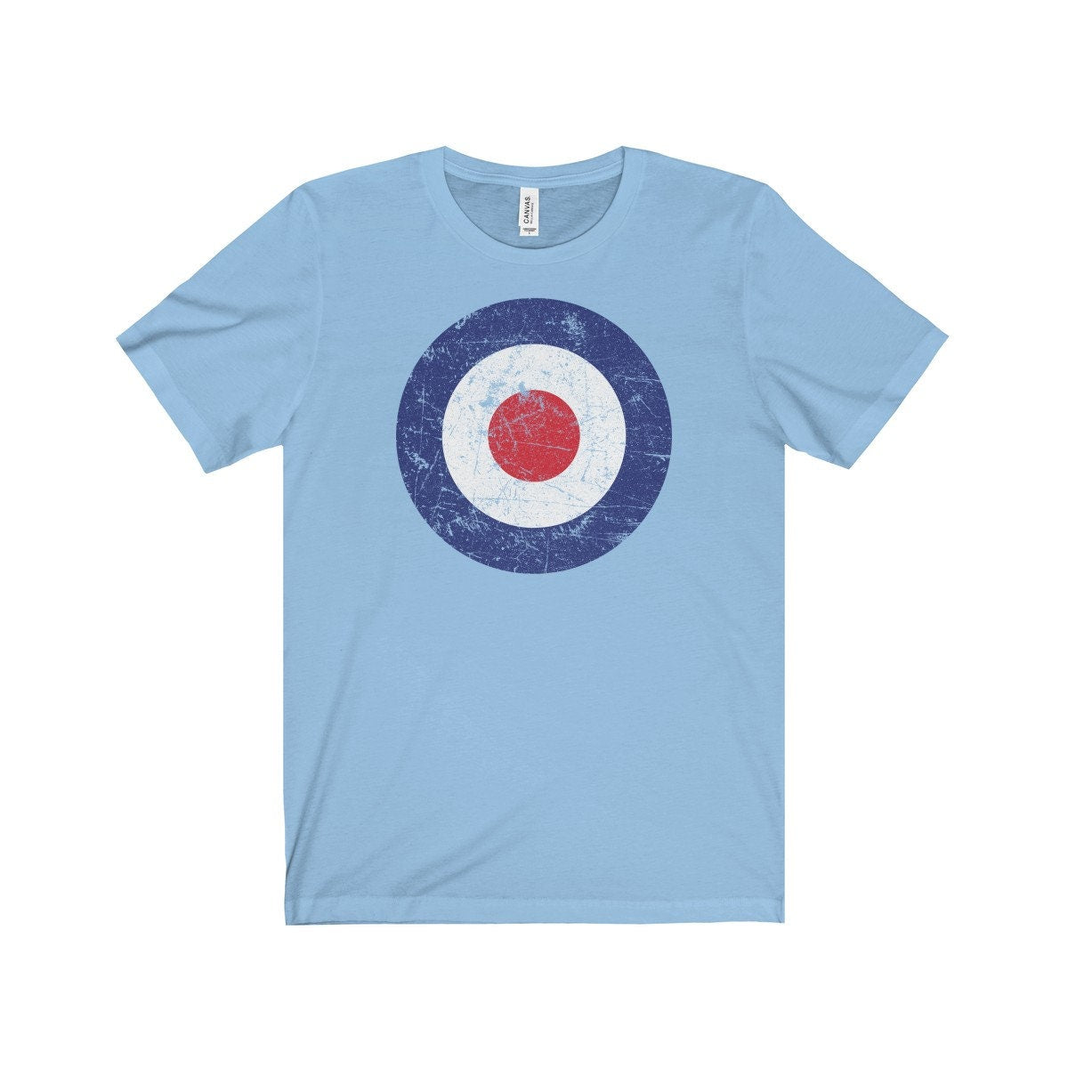 RAF Roundel Target Bullseye Red White Blue Mod Circle Unisex Jersey Short Sleeve Tee