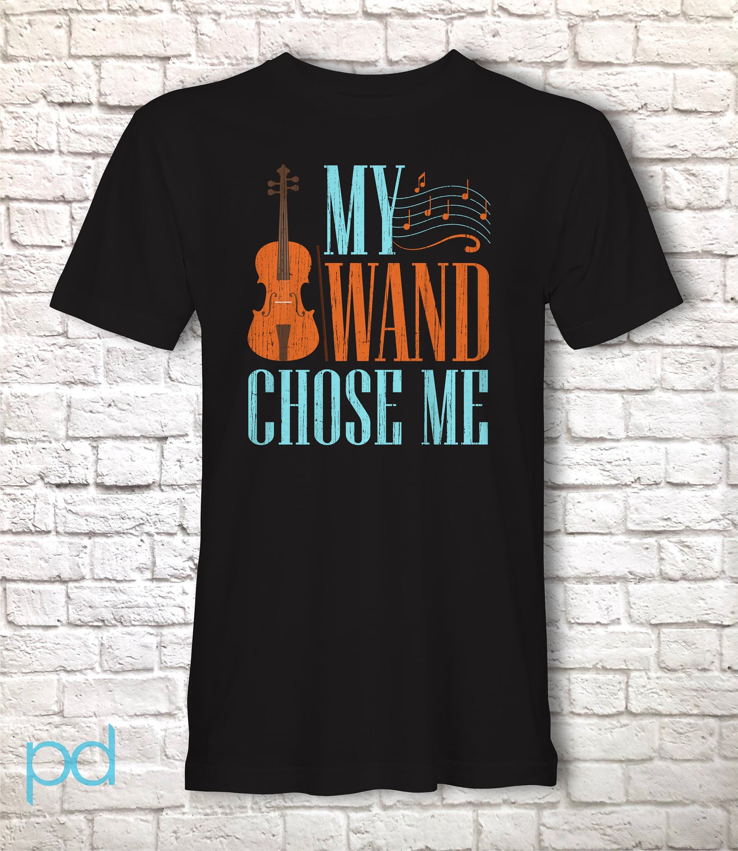 Funny Violin T-Shirt, Violinist Fiddle Player Gift Idea Tee Shirt Top - My Wand Chose Me