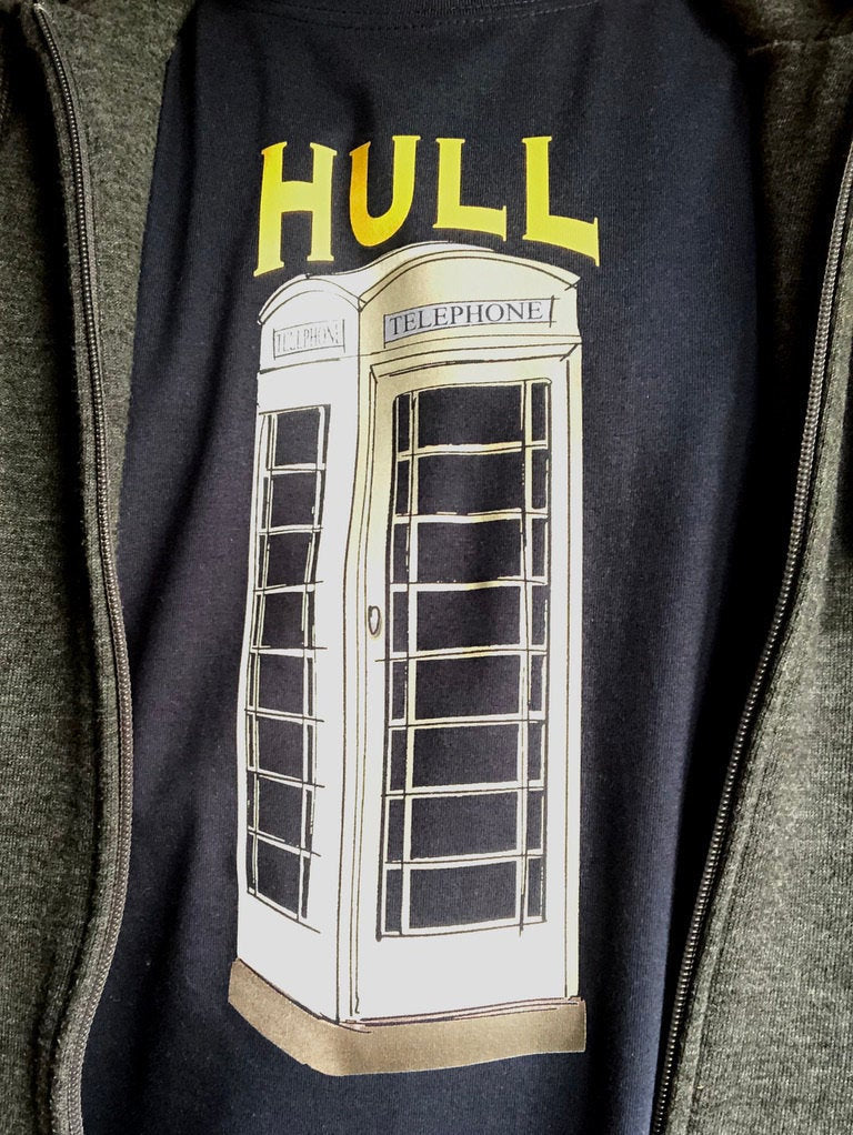 Hull T-Shirt, Cream Phone Box Tee, Kingston Upon Hull Unisex Short Sleeve Graphic Print Top, Hull City of Culture 2017