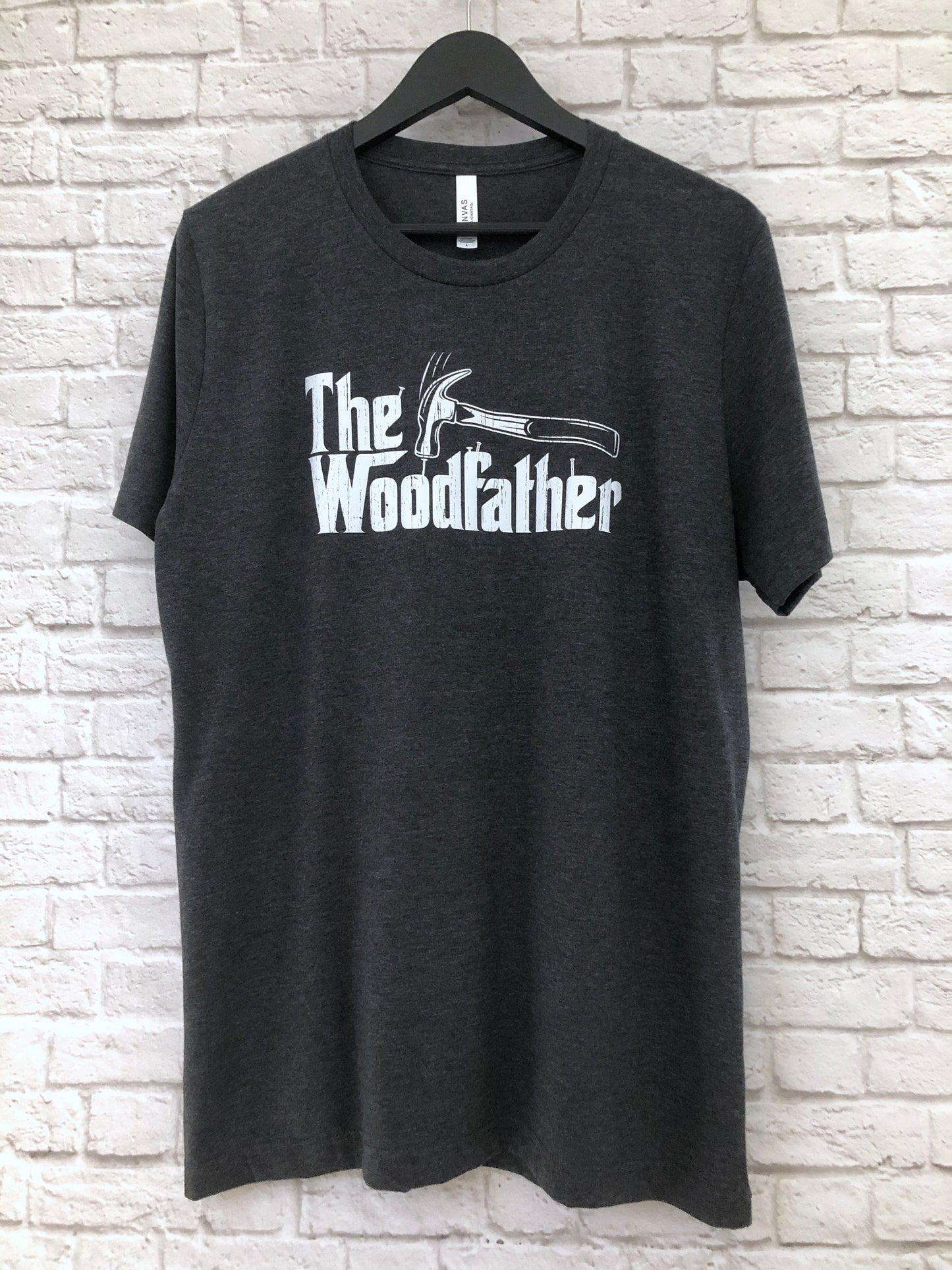 Funny Carpenter T-Shirt, Woodfather Parody Gift Idea, Humorous Woodworking Joiner Tee Shirt T Top, Hammer & Nails