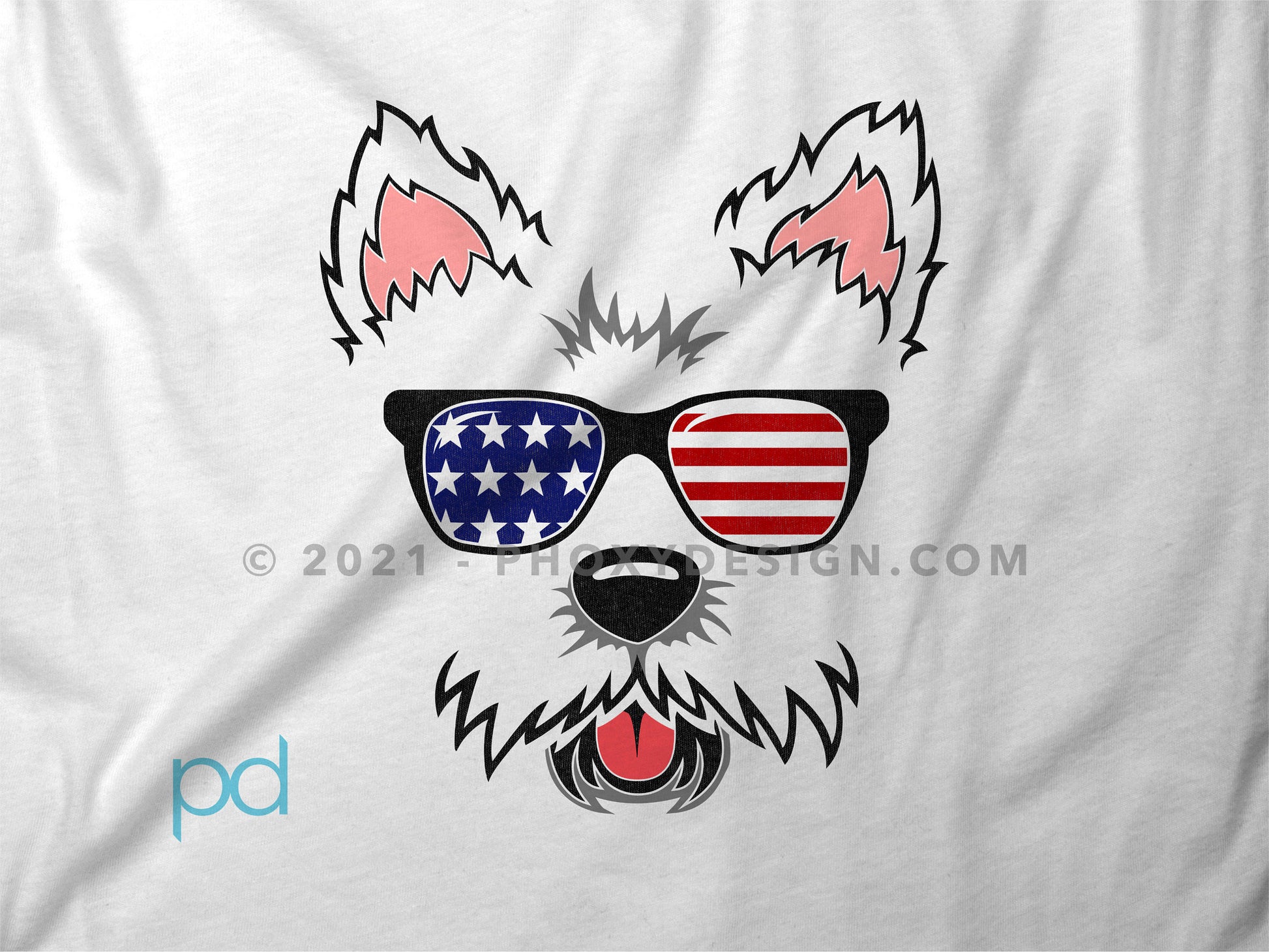 Cute Westie T-Shirt, West Highland Terrier Gift Idea, Adorable Fluffy Dog Face Tee Shirt T Top, USA Stars & Stripes Flag Sunglasses