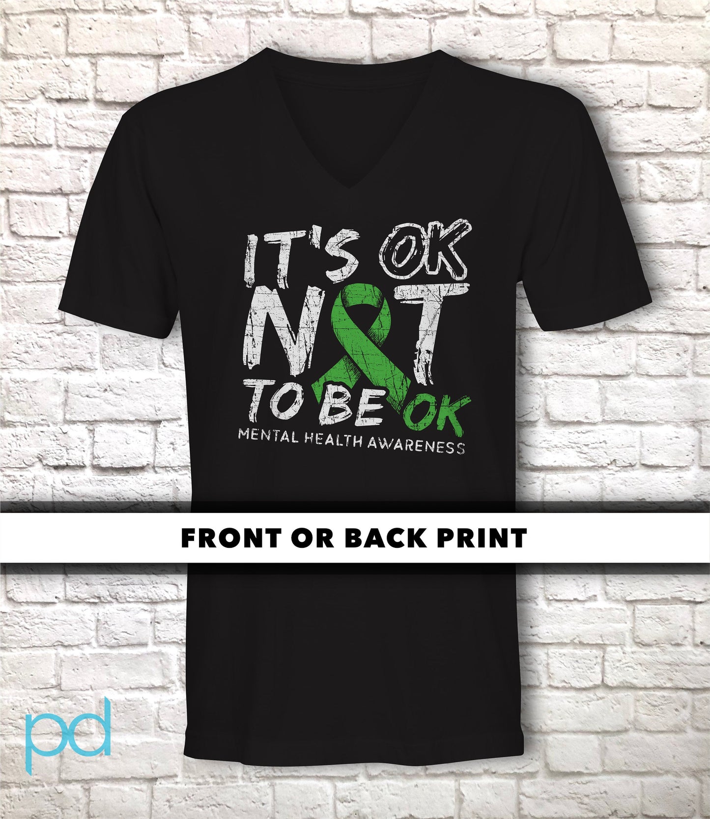 Mental Health Awareness V Neck T-Shirt, It&#39;s OK Not To Be OK, Unisex Jersey Short Sleeve V-Neck Tee Shirt Top