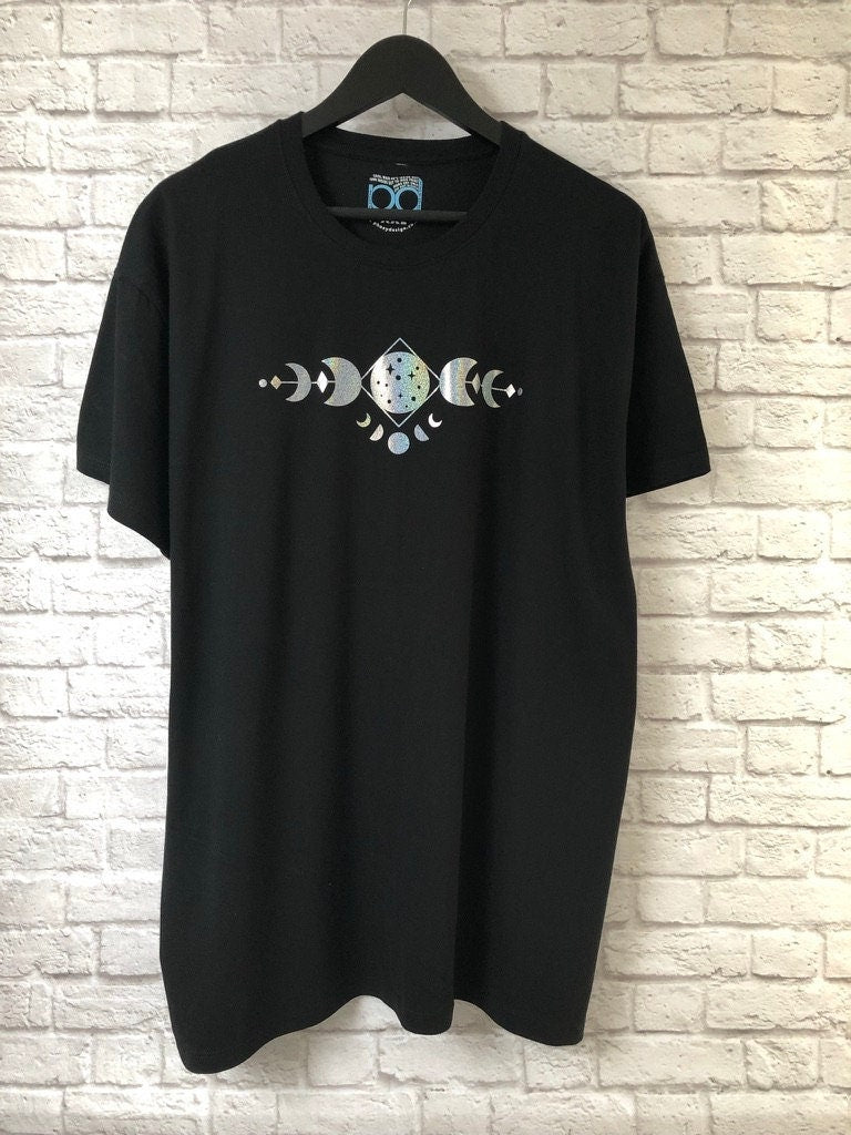 Moon Phases Shirt, Boho Celestial Moon Tee, Metallic Glittery Moon Phases Birthday Gift T-Shirt Unisex Tee Shirt Top