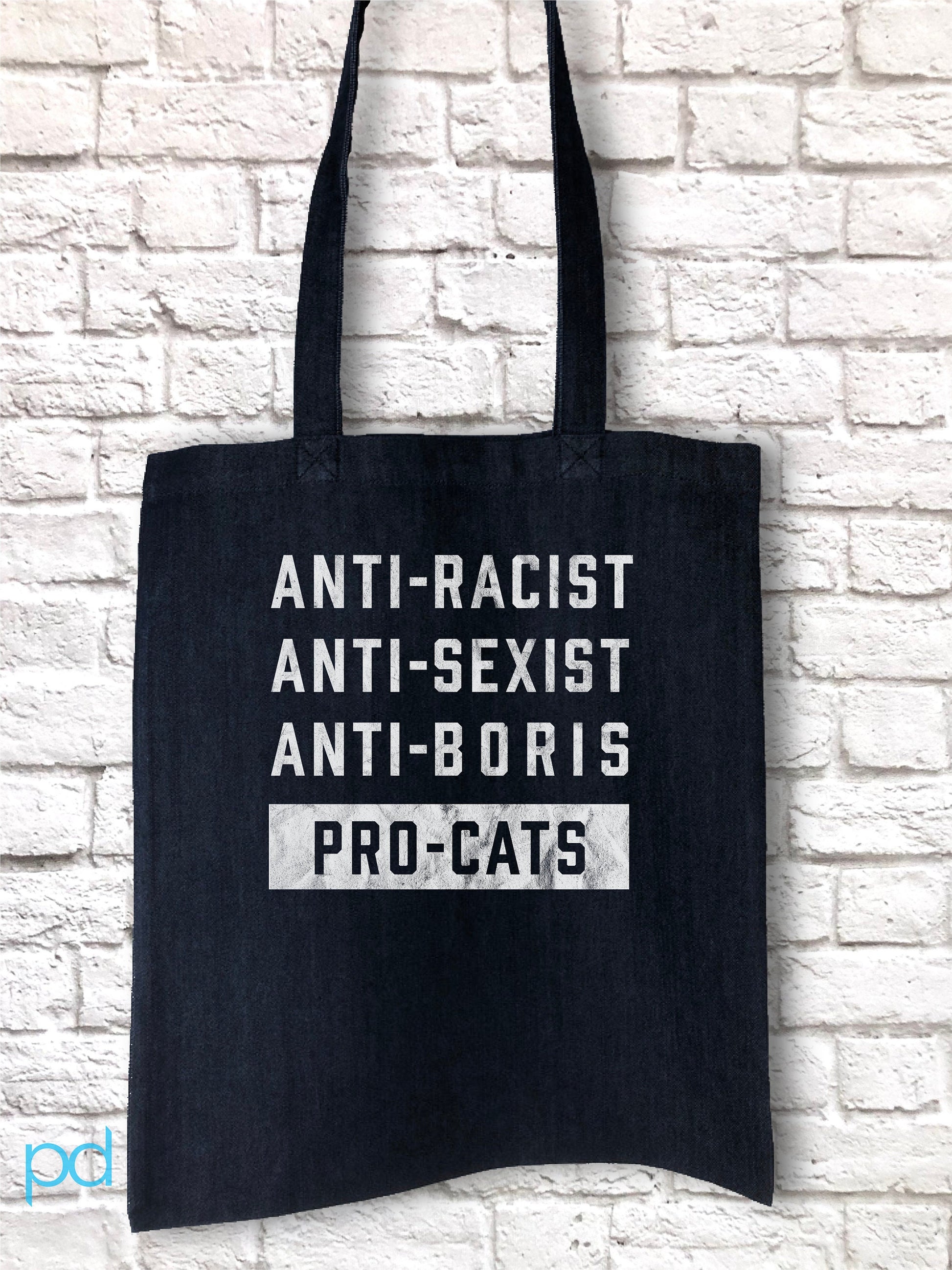 Anti-Boris Tote Bag, Cat Lover Johnson Tory Failure Reusable Shopping Bag, Tories & Conservative Epic Fail, Graphic Print