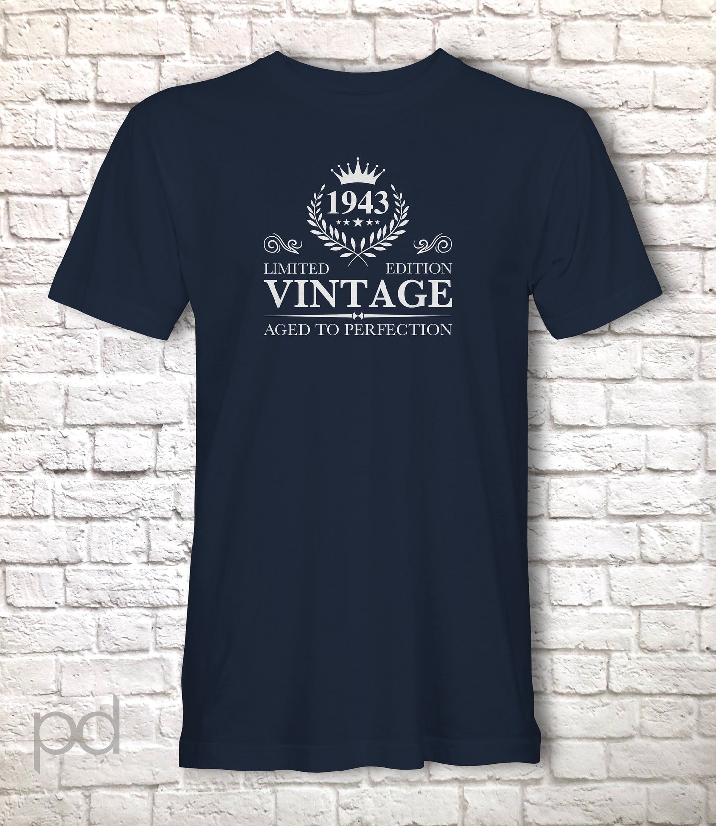 Birthday Year Gift, 1943 (ANY YEAR)  T Shirt, Vintage Aged To Perfection Men or Women Unisex Jersey Short Sleeve Tee Shirt Top